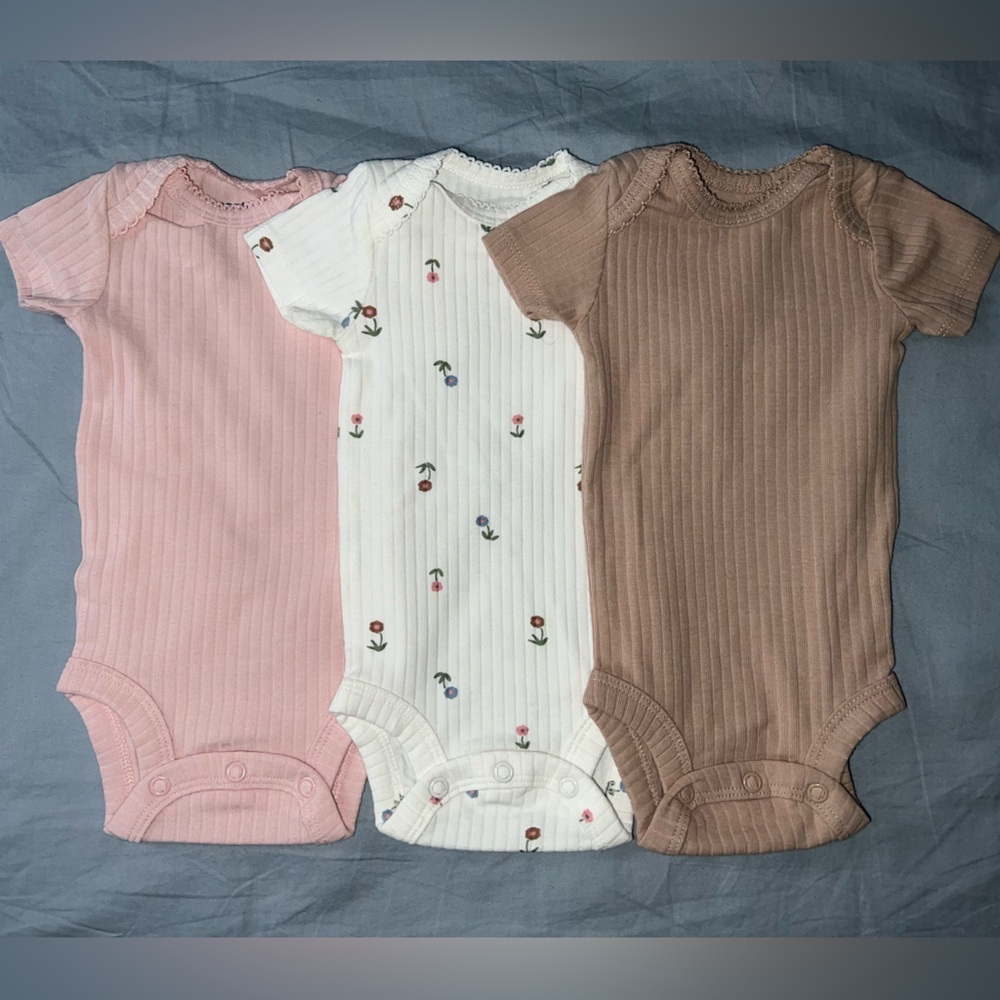 Carter's Pink, White, and Brown Bodysuits